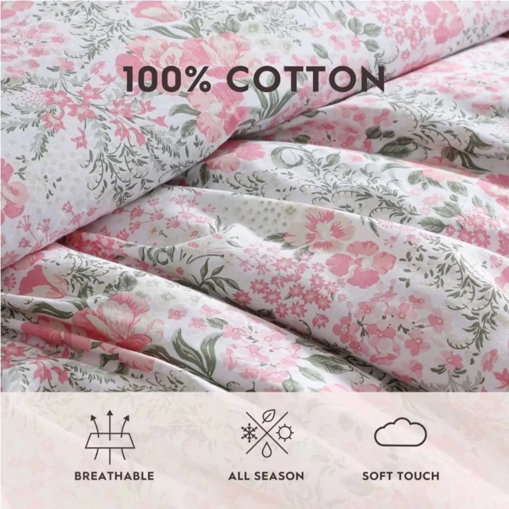 💝 Floral Heather Garden Pink Comforter Set KING LAURA ASHLEY